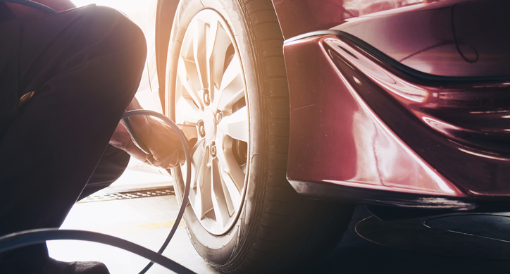 checking tyre pressure